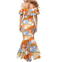 Hawaiian and Japanese Culture Together Mermaid Dress Palaka Japanese Art and Tropical Motif Tribal Patchwork LT03 - Polynesian Pride