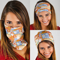 Hawaiian and Japanese Culture Together Neck Gaiter Palaka Japanese Art and Tropical Motif Tribal Patchwork