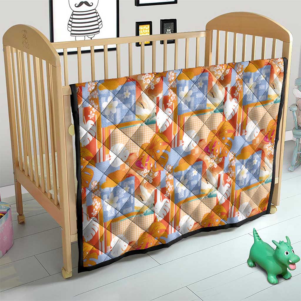 Hawaiian and Japanese Culture Together Quilt Palaka Japanese Art and Tropical Motif Tribal Patchwork