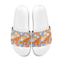 Hawaiian and Japanese Culture Together Slide Sandals Palaka Japanese Art and Tropical Motif Tribal Patchwork LT03 Multicolor - Polynesian Pride
