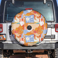 Hawaiian and Japanese Culture Together Spare Tire Cover Palaka Japanese Art and Tropical Motif Tribal Patchwork LT03 Multicolor - Polynesian Pride