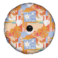 Hawaiian and Japanese Culture Together Spare Tire Cover Palaka Japanese Art and Tropical Motif Tribal Patchwork LT03 - Polynesian Pride