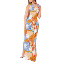 Hawaiian and Japanese Culture Together Tank Maxi Dress Palaka Japanese Art and Tropical Motif Tribal Patchwork LT03 - Polynesian Pride