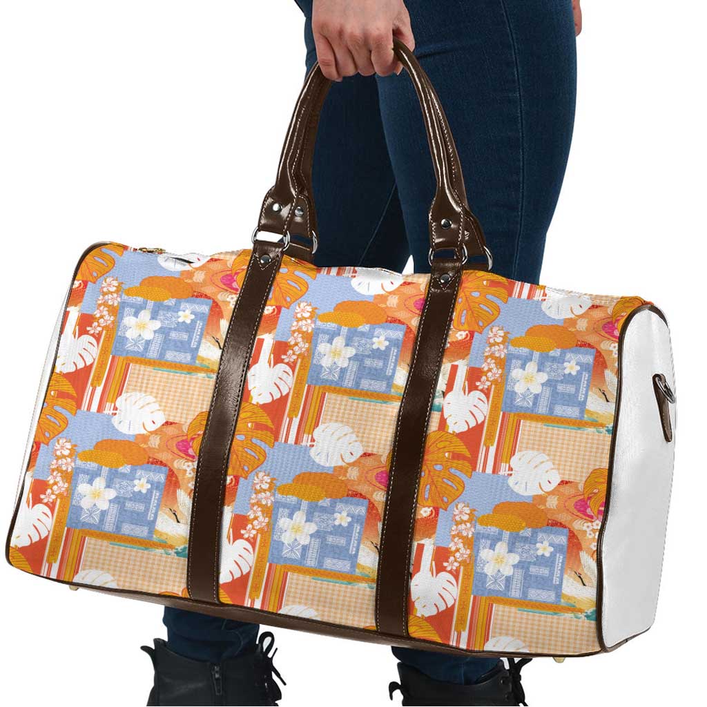 Hawaiian and Japanese Culture Together Travel Bag Palaka Japanese Art and Tropical Motif Tribal Patchwork LT03 - Polynesian Pride