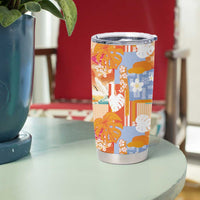 Hawaiian and Japanese Culture Together Tumbler Cup Palaka Japanese Art and Tropical Motif Tribal Patchwork LT03 - Polynesian Pride