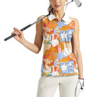 Hawaiian and Japanese Culture Together Women Sleeveless Polo Shirt Palaka Japanese Art and Tropical Motif Tribal Patchwork LT03 - Polynesian Pride