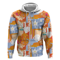 Hawaiian and Japanese Culture Together Zip Hoodie Palaka Japanese Art and Tropical Motif Tribal Patchwork LT03 Zip Hoodie Multicolor - Polynesian Pride