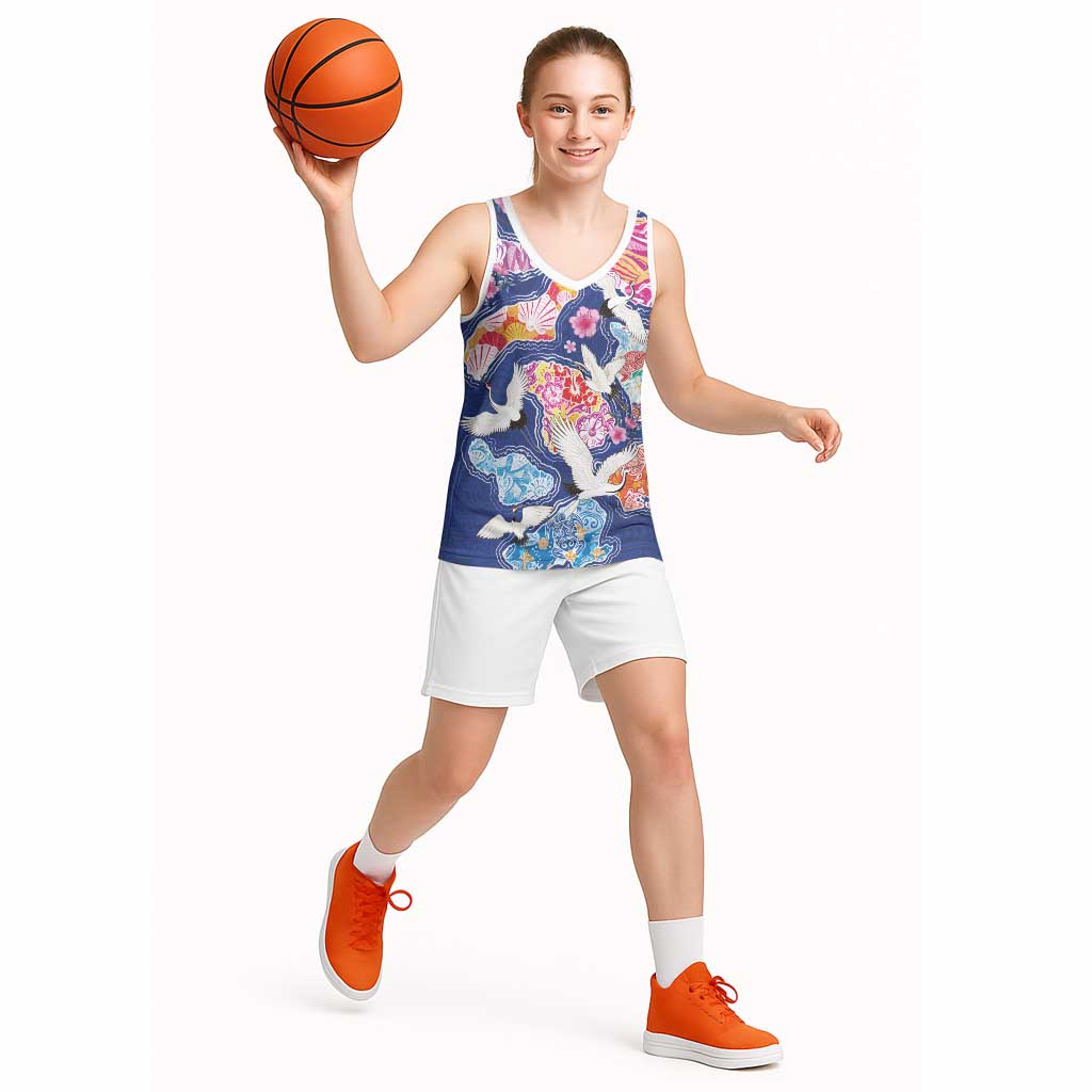 Hawaiian and Japanese Culture Together Basketball Jersey Hawaiian Archipelago Shape Sea Animals LT03 - Polynesian Pride