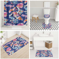 Hawaiian and Japanese Culture Together Bathroom Set Hawaiian Archipelago Shape Sea Animals