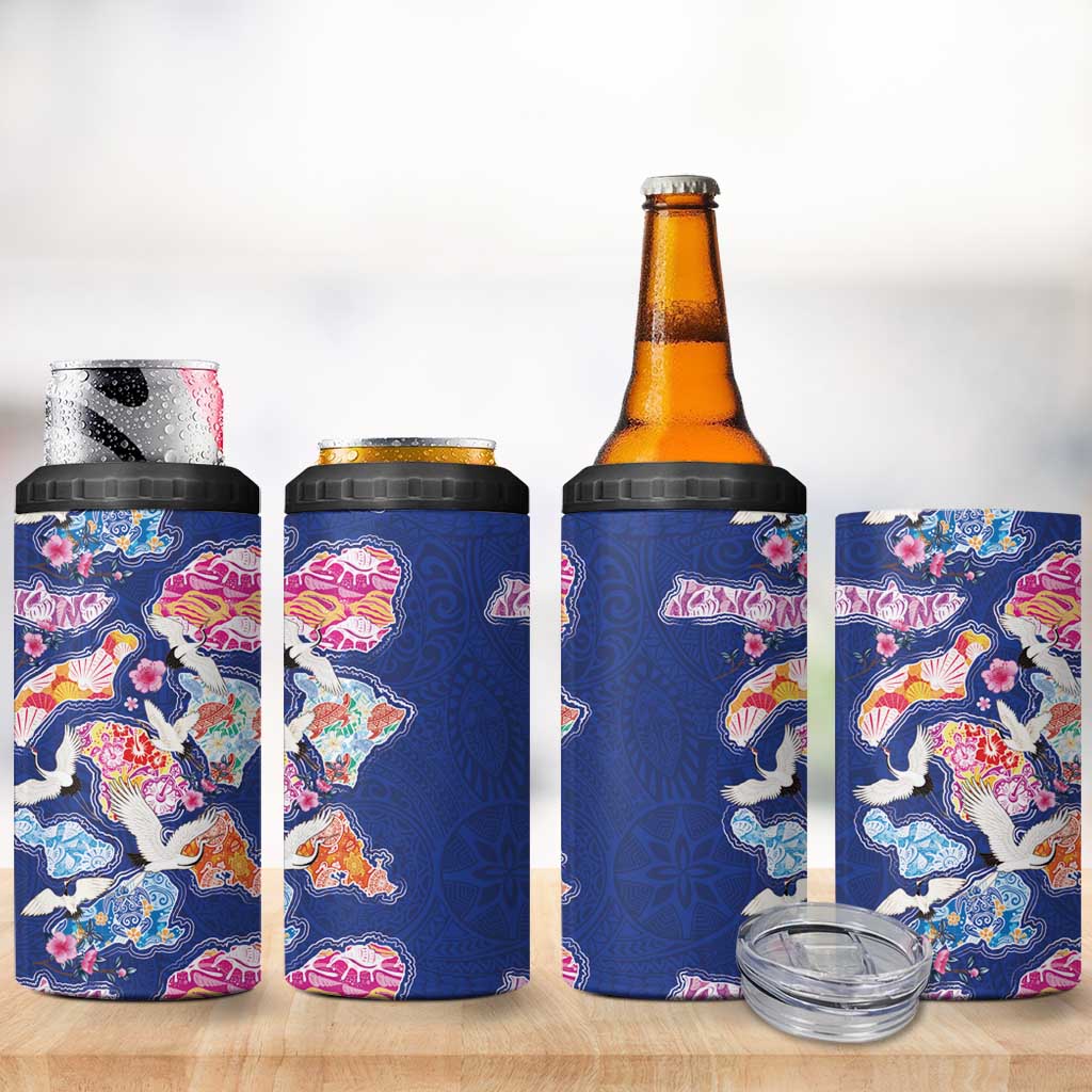 Hawaiian and Japanese Culture Together 4 in 1 Can Cooler Tumbler Hawaiian Archipelago Shape Sea Animals LT03 - Polynesian Pride