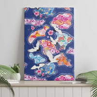 Hawaiian and Japanese Culture Together Canvas Wall Art Hawaiian Archipelago Shape Sea Animals