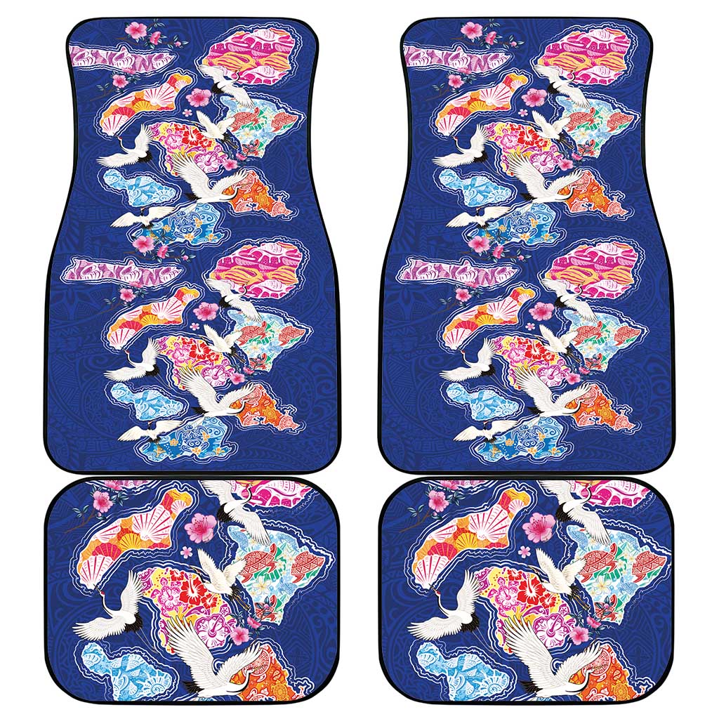Hawaiian and Japanese Culture Together Car Mats Hawaiian Archipelago Shape Sea Animals