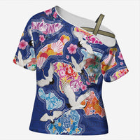 Hawaiian and Japanese Culture Together Cross Shoulder Shirt Hawaiian Archipelago Shape Sea Animals