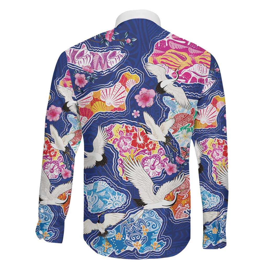 Hawaiian and Japanese Culture Together Family Matching Long Sleeve Bodycon Dress and Hawaiian Shirt Hawaiian Archipelago Shape Sea Animals LT03 - Polynesian Pride