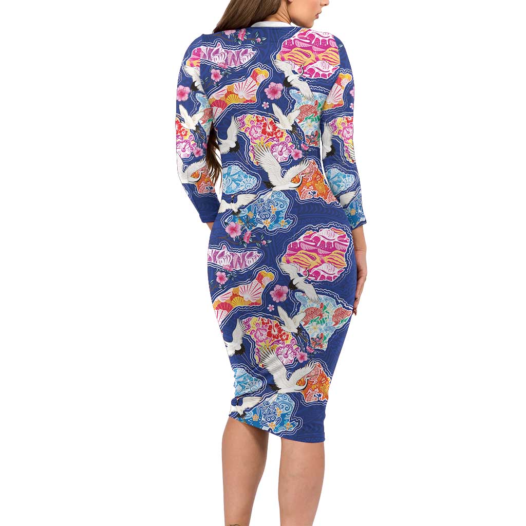 Hawaiian and Japanese Culture Together Family Matching Long Sleeve Bodycon Dress and Hawaiian Shirt Hawaiian Archipelago Shape Sea Animals LT03 - Polynesian Pride
