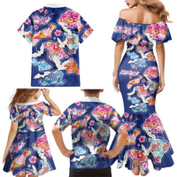 Hawaiian and Japanese Culture Together Family Matching Mermaid Dress and Hawaiian Shirt Hawaiian Archipelago Shape Sea Animals LT03 - Polynesian Pride