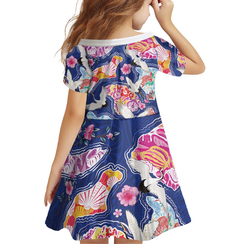 Hawaiian and Japanese Culture Together Family Matching Off Shoulder Short Dress and Hawaiian Shirt Hawaiian Archipelago Shape Sea Animals LT03 - Polynesian Pride