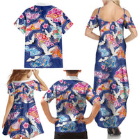 Hawaiian and Japanese Culture Together Family Matching Summer Maxi Dress and Hawaiian Shirt Hawaiian Archipelago Shape Sea Animals LT03 - Polynesian Pride