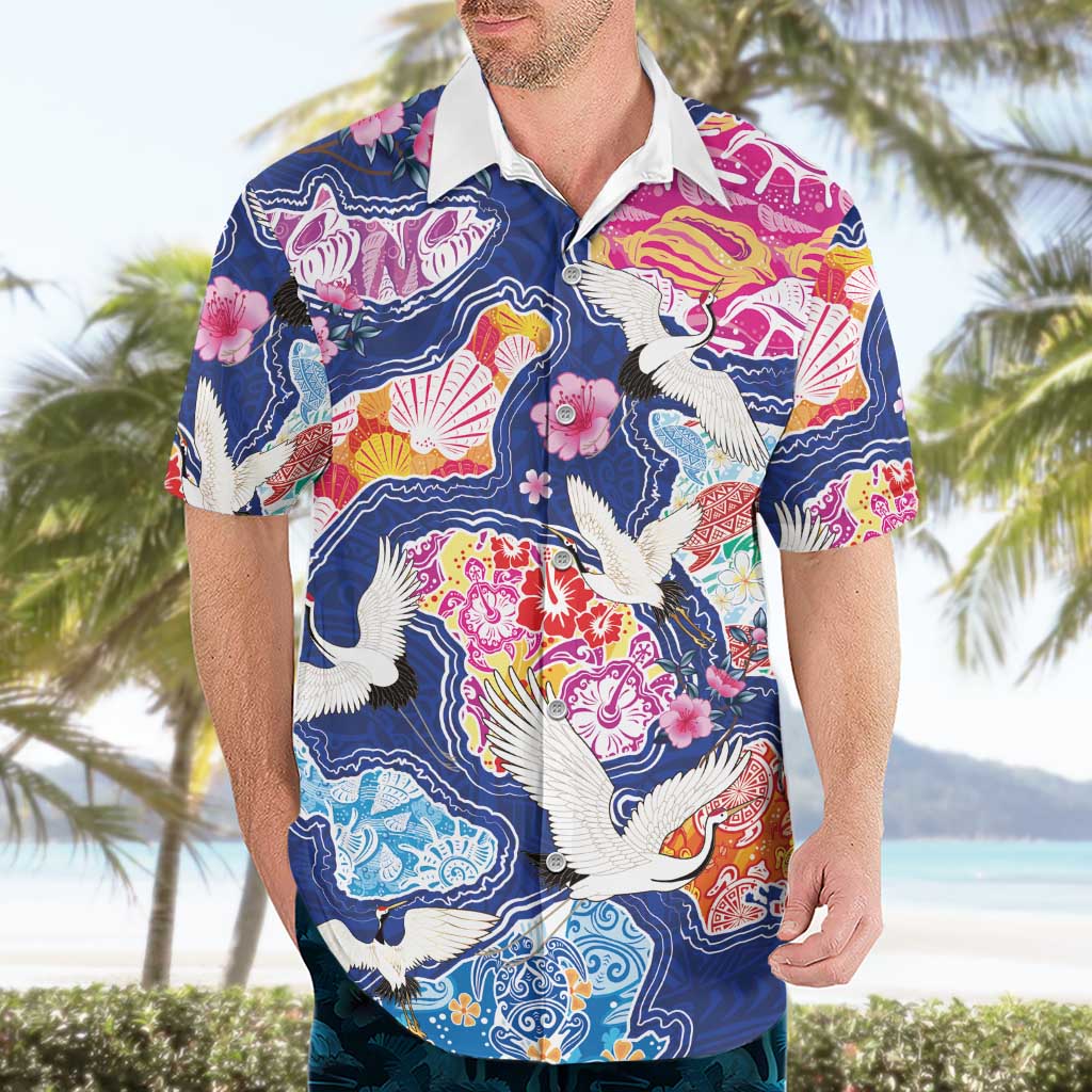 Hawaiian and Japanese Culture Together Hawaiian Shirt Hawaiian Archipelago Shape Sea Animals