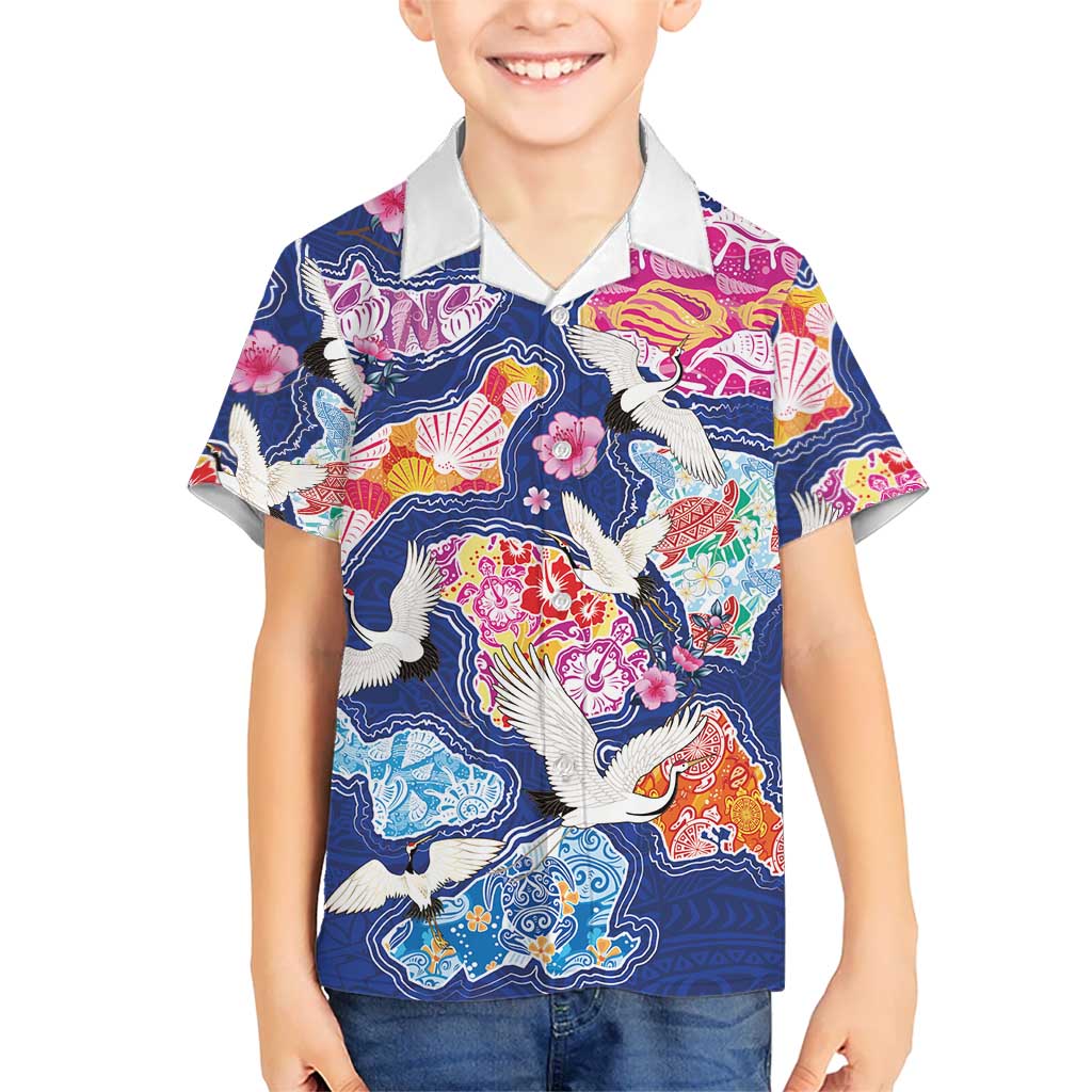 Hawaiian and Japanese Culture Together Hawaiian Shirt Hawaiian Archipelago Shape Sea Animals