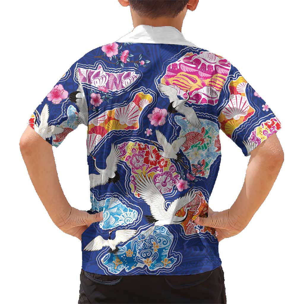 Hawaiian and Japanese Culture Together Hawaiian Shirt Hawaiian Archipelago Shape Sea Animals