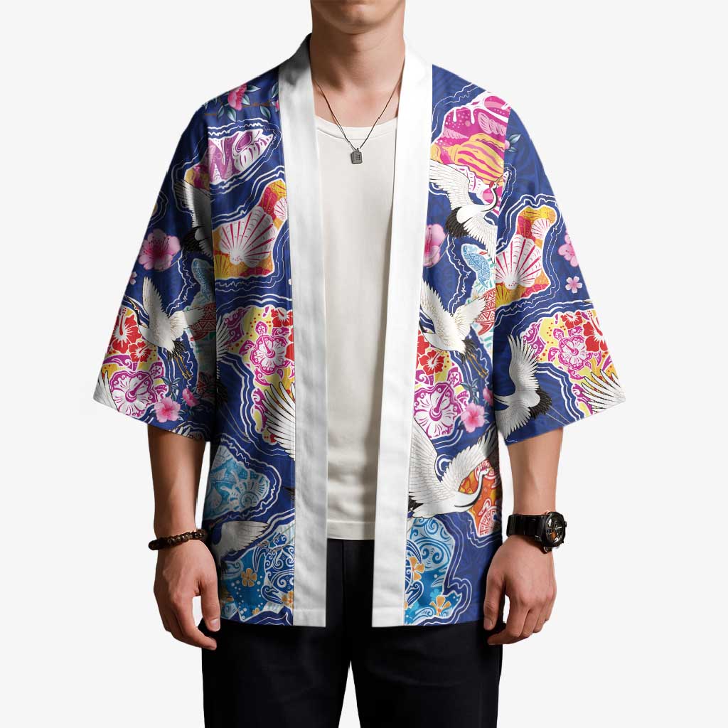 Hawaiian and Japanese Culture Together Kimono Hawaiian Archipelago Shape Sea Animals