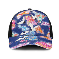 Hawaiian and Japanese Culture Together Mesh Trucker Cap Hawaiian Archipelago Shape Sea Animals