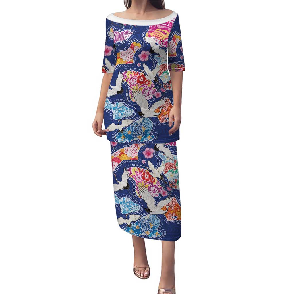 Hawaiian and Japanese Culture Together Puletasi Hawaiian Archipelago Shape Sea Animals
