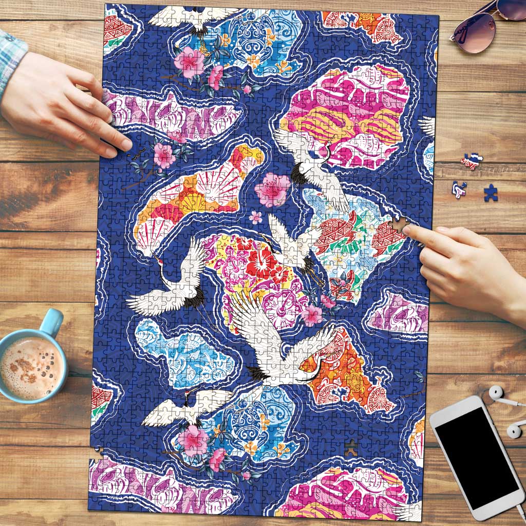 Hawaiian and Japanese Culture Together Puzzle Hawaiian Archipelago Shape Sea Animals