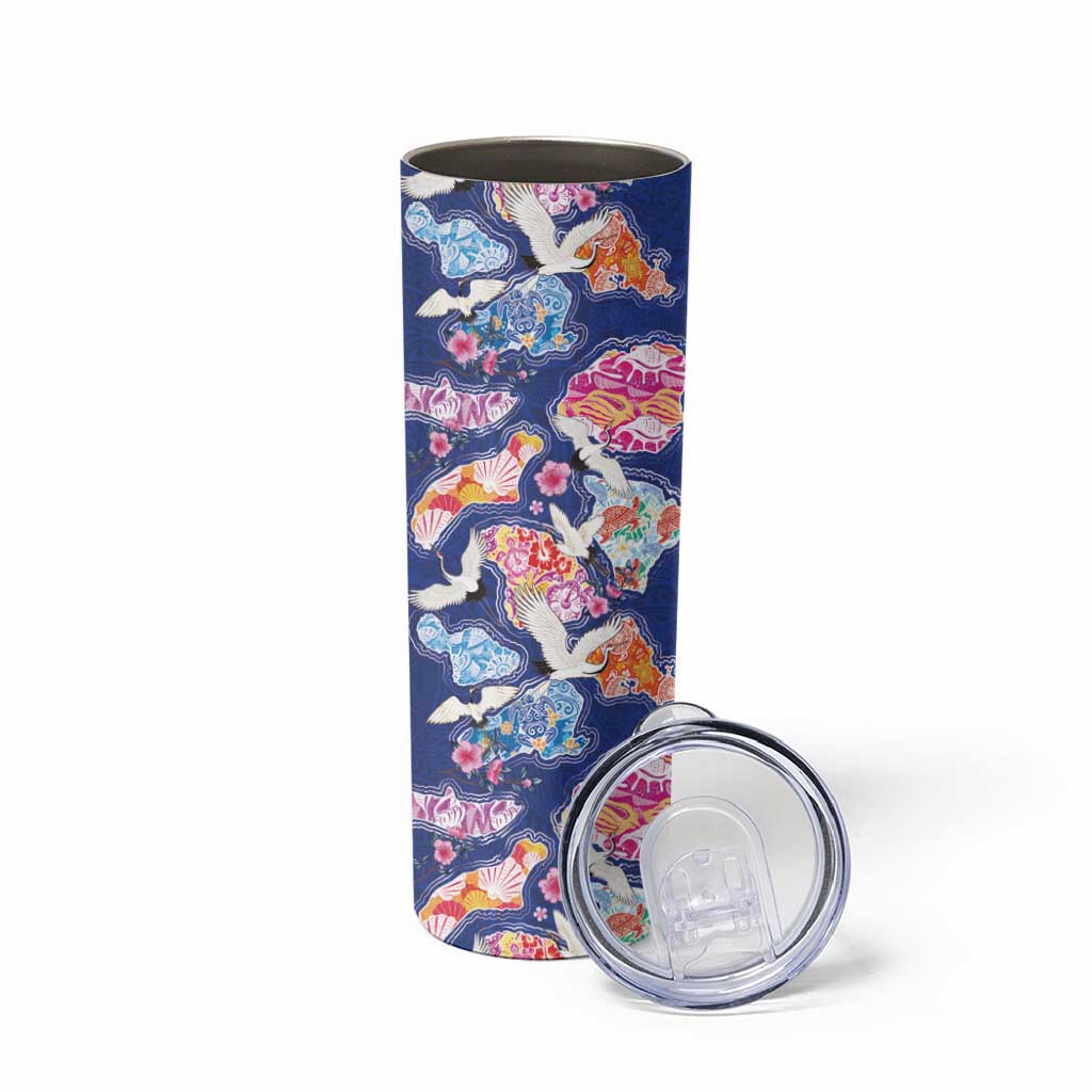 Hawaiian and Japanese Culture Together Skinny Tumbler Hawaiian Archipelago Shape Sea Animals LT03 - Polynesian Pride
