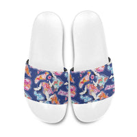 Hawaiian and Japanese Culture Together Slide Sandals Hawaiian Archipelago Shape Sea Animals