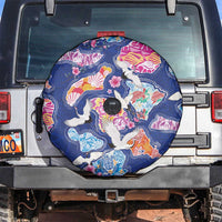 Hawaiian and Japanese Culture Together Spare Tire Cover Hawaiian Archipelago Shape Sea Animals
