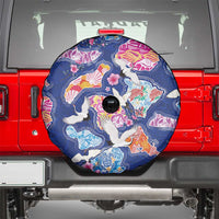Hawaiian and Japanese Culture Together Spare Tire Cover Hawaiian Archipelago Shape Sea Animals