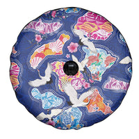Hawaiian and Japanese Culture Together Spare Tire Cover Hawaiian Archipelago Shape Sea Animals