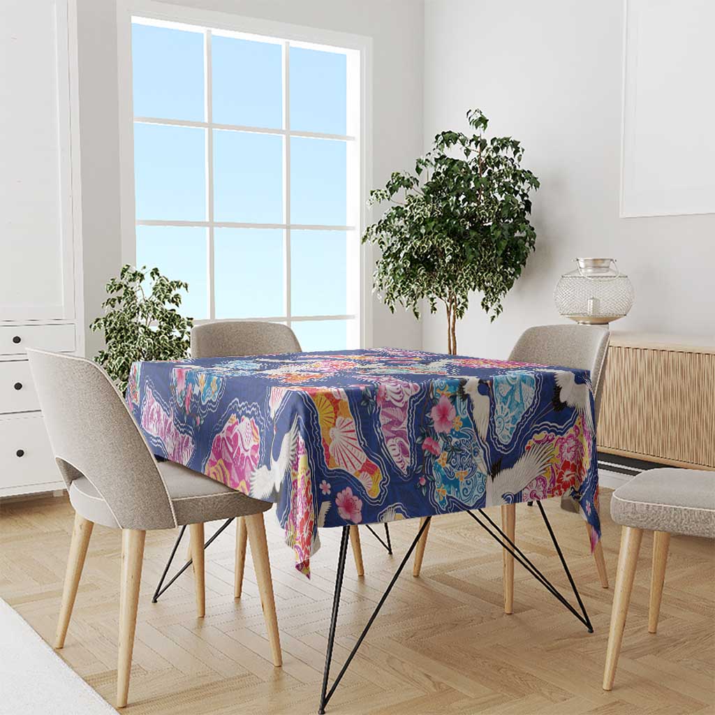 Hawaiian and Japanese Culture Together Tablecloth Hawaiian Archipelago Shape Sea Animals