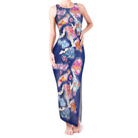 Hawaiian and Japanese Culture Together Tank Maxi Dress Hawaiian Archipelago Shape Sea Animals