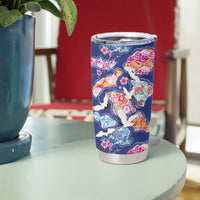 Hawaiian and Japanese Culture Together Tumbler Cup Hawaiian Archipelago Shape Sea Animals