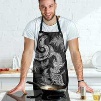 New Zealand Sea Animals with Maori Tribal Tattoo Apron Shark Manta Ray with Silver Fern Black LT03 - Polynesian Pride