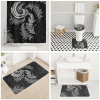 New Zealand Sea Animals with Maori Tribal Tattoo Bathroom Set Shark Manta Ray with Silver Fern Black LT03 - Polynesian Pride