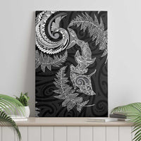 New Zealand Sea Animals with Maori Tribal Tattoo Canvas Wall Art Shark Manta Ray with Silver Fern Black LT03 - Polynesian Pride