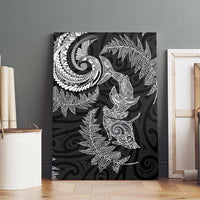 New Zealand Sea Animals with Maori Tribal Tattoo Canvas Wall Art Shark Manta Ray with Silver Fern Black LT03 - Polynesian Pride
