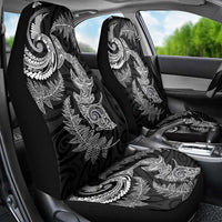 New Zealand Sea Animals with Maori Tribal Tattoo Car Seat Cover Shark Manta Ray with Silver Fern Black LT03 - Polynesian Pride