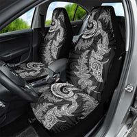 New Zealand Sea Animals with Maori Tribal Tattoo Car Seat Cover Shark Manta Ray with Silver Fern Black LT03 - Polynesian Pride
