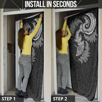 New Zealand Sea Animals with Maori Tribal Tattoo Door Cover Shark Manta Ray with Silver Fern Black LT03 - Polynesian Pride