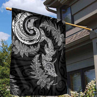New Zealand Sea Animals with Maori Tribal Tattoo Garden Flag Shark Manta Ray with Silver Fern Black LT03 - Polynesian Pride
