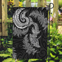 New Zealand Sea Animals with Maori Tribal Tattoo Garden Flag Shark Manta Ray with Silver Fern Black LT03 Garden Flag Black - Polynesian Pride