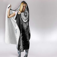 New Zealand Sea Animals with Maori Tribal Tattoo Hooded Blanket Shark Manta Ray with Silver Fern Black LT03 - Polynesian Pride