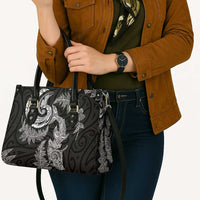 New Zealand Sea Animals with Maori Tribal Tattoo Leather Bag Shark Manta Ray with Silver Fern Black LT03 - Polynesian Pride