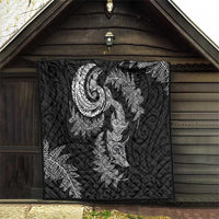 New Zealand Sea Animals with Maori Tribal Tattoo Quilt Shark Manta Ray with Silver Fern Black LT03 - Polynesian Pride