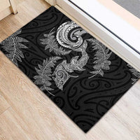 New Zealand Sea Animals with Maori Tribal Tattoo Rubber Doormat Shark Manta Ray with Silver Fern Black LT03 - Polynesian Pride